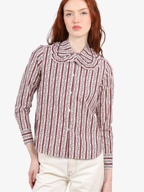 See by Chloé Ruffle Collar Button-Up Blouse | Size 2/XS (EU/FR 34)